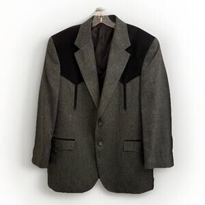 Vintage Western Style Jacket Men's Size 44R Circle S Gray Cowboy Dressy Blazer